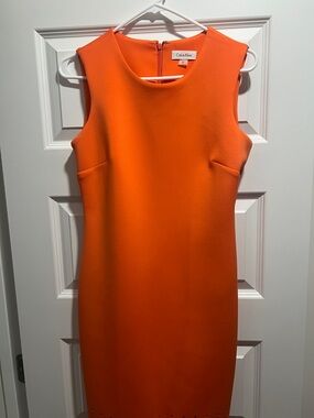 Calvin Klein Bright Orange Sleeveless Sheath Dress
